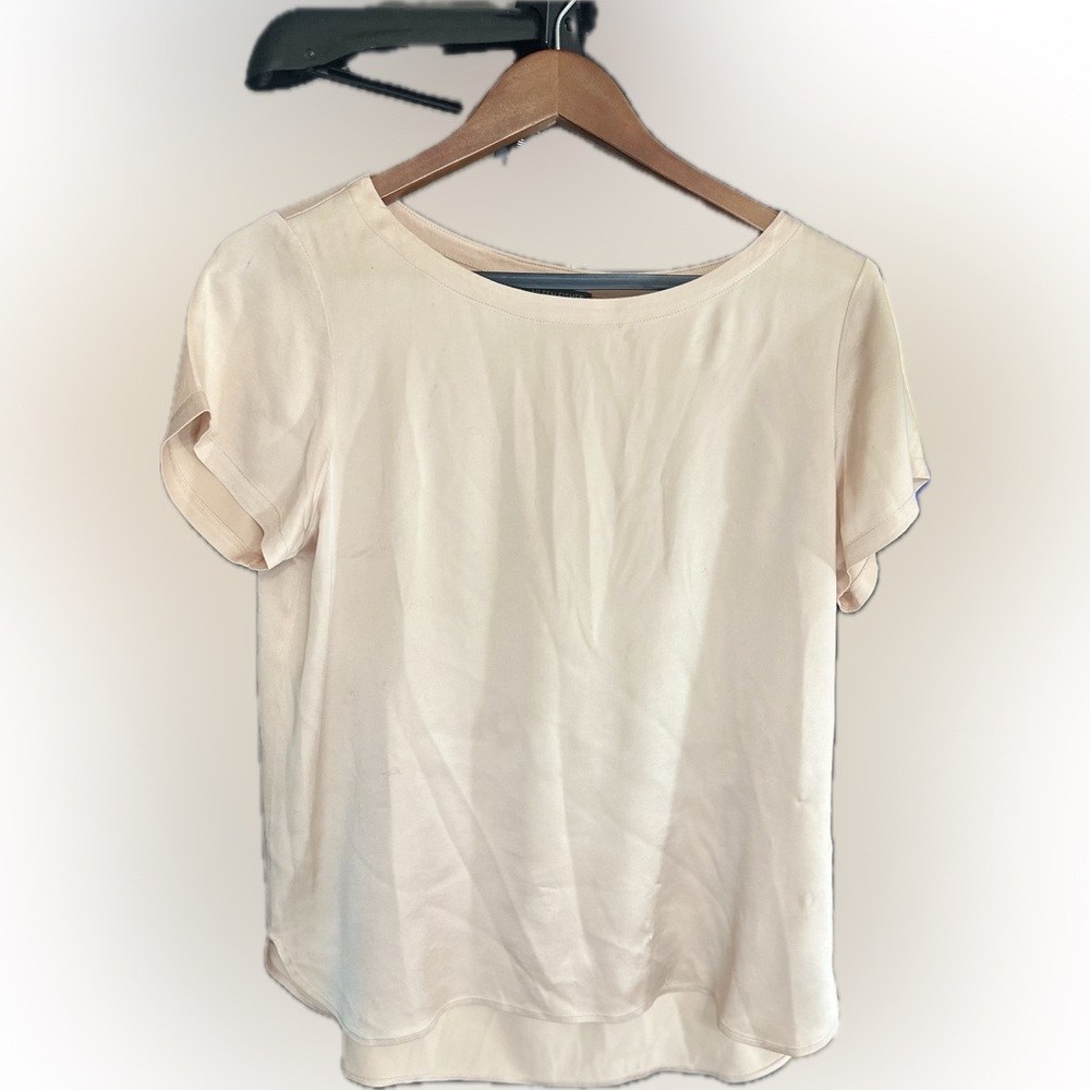 Eileen Fisher Silk Blend Blush Pink Short Sleeve Top XS